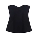 Top a fascia corsetto nero sexy da donna con scollo a cuore e design sottile modellante - XS / Nero