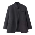 Chaqueta de hombre gris carbón con cuello alto y cierre de botón asimétrico - S / Gris oscuro