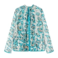 Chaqueta ligera con capucha para mujer, estampado floral vintage y protección solar - XS / Floral Azul Lago