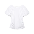 Haut blanc à manches courtes pour femmes avec manches bouffantes et détails froncés - XS / Blanc