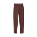 Detail showing high-waist yoga pants in dark brown with slimming elastic fabric - S / Dark Brown Pants