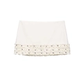 Mini-jupe plissée blanc crème avec volants superposés et rivets métalliques - XS / Skirts