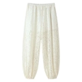 Damen Sommer Spitzenhose in Weiß mit Gummizug an Taille und Beinen als Haremshose - S / Milchweiß