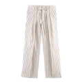 Pantaloni a righe a vita alta con gamba larga, cintura regolabile e vestibilità morbida - XS / Pantaloni a righe