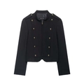 Chaqueta militar negra para mujer con rayas y botones de metal dorados - XS / Negro