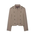 Chaqueta militar marrón de rayas para mujer con botones decorativos y cremallera - XS / Marrón Rayado