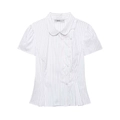 Chemise en popeline à rayures bleues pour femme avec col Claudine et boutonnage latéral - XS / Rayures sur Base Blanche
