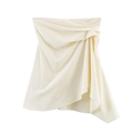 Trägerloses beigefarbenes Tube-Top für Damen mit eleganten Falten und drapiertem Design - S / Milchweiß