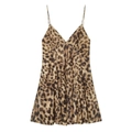 Klassisches Camisole-Kleid mit Leopardenmuster, Spaghettiträgern und V-Ausschnitt-Silhouette - S / Hellbraun Leopard