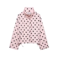 Giacca rosa a pois da donna con collo alto a lupetto e orlo regolabile con coulisse - XS / Rosa a Pois