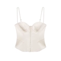Minimalist white bustier top with adjustable spaghetti straps and front hook closure - XS / Milky White