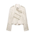 Chaqueta militar beige con textura jacquard floral y botones dorados - XS / Blanco Roto