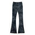Vintage Schlaghose mit hoher Taille und dunkelgrauem Blumenmuster für Damen - S / Dunkelgraublaue Hose