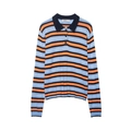 Maglia polo a maniche lunghe in maglia a righe orizzontali blu e arancioni vivaci - S / Contrasto Blu Arancio (BB050)