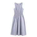 Sommerliches ärmelloses Midi-Kleid mit blau-weißem Karo-Muster und elastischer Taille - XS / Blau Weiß Kariert