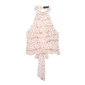 Top halter con lunares para mujer con volantes en capas y diseño elegante blanco y rosa - XS / Rosa a Lunares