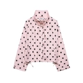 Pink polka dot long sleeve jacket with high collar and adjustable drawstrings - Pink