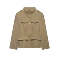 Chaqueta utilitaria caqui para mujer con cuello alto y cuatro bolsillos con solapa - XS / Caqui