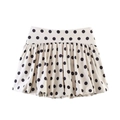 Vintage high waist A-line mini skirt with black polka dots on beige fabric - XS / Black White Polka Dot