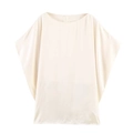 Elegant ivory satin boat neck blouse with batwing sleeves and premium drape finish - XS / Milky White