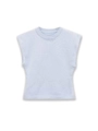 Macro view of light blue knitted tank top fabric texture and ribbed hem finishing - S / Light Blue