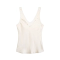 Elegant ivory satin camisole with delicate lace trim for a minimalist summer look - XS / White