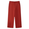 Detail of burgundy high-waisted wide-leg trousers with side pockets and zip fly closure - S / Red Pants