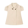 Giacca bimbi beige a maniche corte con colletto a revers e bottoni scuri taglio a A - S / Albicocca
