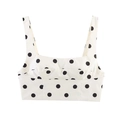 French vintage white cropped tank top with black polka dots and square neckline - XS / Polka Dot Top