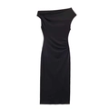 Vestido midi negro ajustado de un solo hombro con elegantes fruncidos laterales y asimetría - S / Negro