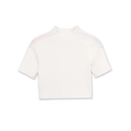 Top corto in maglia a costine bianche a maniche corte con raffinato collo alto - S / Bianco