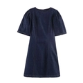 Slim fit dark blue denim mini dress with puff sleeves and structural princess seams - XS / Dark Blue