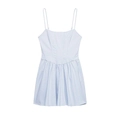 Blau-weiß kariertes Trägerkleid mit feinen Trägern und gefaltetem A-Linien-Rockteil - XS / Blau Weiß Kariert