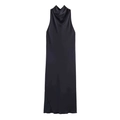 Elegantes schwarzes Seidensatin-Maxikleid mit Neckholder und fließender Silhouette - XS / Schwarz