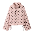 Rosa Jacke mit großen schwarzen Punkten, Kordelzug am Kragen und Knopfleiste vorne - XS / Rosa