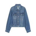 Veste en jean bleu délavé classique, coupe ample avec poches avant et boutons argentés - XS / Bleu Lavé