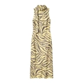 Elegantes ärmelloses Maxikleid mit Schalkragen und gelbem Zebramuster Print - S / Wie gezeigt