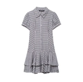 Dettaglio di un abito a camicia a quadri grigi e bianchi con bottoni e fondo a balze - XS / Grigio e Bianco Argyle