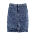 Hoch taillierter gerader Jeansrock in verwaschenem Blau mit Schlitz und minimalistischem Stil - XS / Hellblau