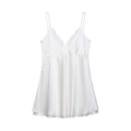 Elegantes weißes Satinkleid mit V-Ausschnitt und zarter Spitze für Damen - XS / Weiß