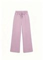 Close-up of elastic waistband with matching drawstring on mauve wide-leg sweatpants - S / Hot Pink Pants