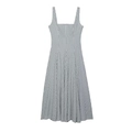 Klassisches schwarz-weißes Gingham-Maxikleid für den Sommer mit eckigem Ausschnitt - XS / Schwarz-weiß kariert