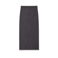 Detail of dark grey knitted maxi skirt featuring an elastic waistband and fine texture - S / Dark Gray