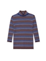 Detalle de un suéter de punto a rayas multicolores con un elegante diseño de cuello alto - S / Rayas de Colores