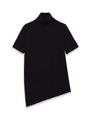 Détail du haut en tricot noir à col montant avec un ourlet asymétrique en diagonale - S / Noir