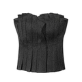 Chic charcoal black tube top featuring pleated texture and strapless slim fit design - S / Charcoal Black