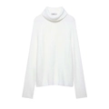 Maglione bianco a collo alto a maglia grossa con spalle scese e design minimalista - S / Bianco