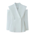 Chaqueta blanca moderna con hombros descubiertos de corte entallado con solapas y doble botonadura - S / Blanco