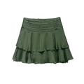 Minigonna da donna verde scuro con balze sovrapposte e dettagli in vita a pieghe - XS / verde oliva