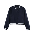 Classic dark blue bomber jacket with white striped ribbing and a stylish slim-fit design - S / Navy Blue